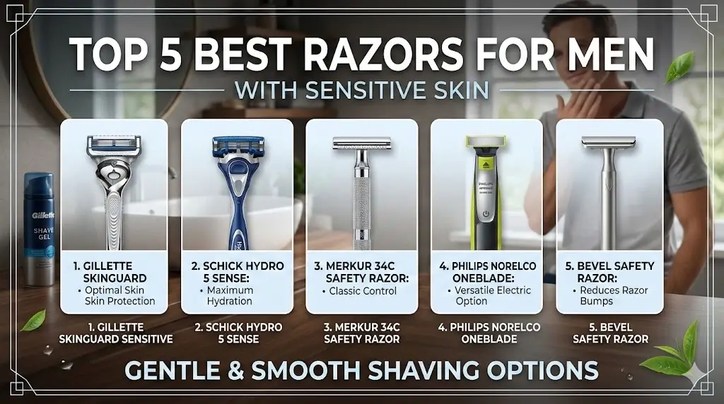 Top 5 Best Razors for Men with Sensitive Skin Gentle & Smooth Shaving Options
