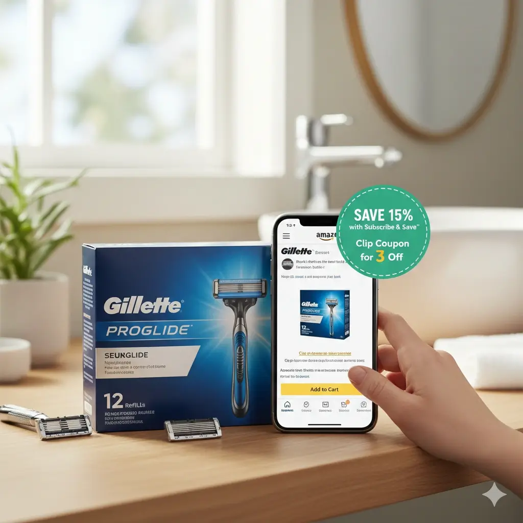 Amazon bulk pack of Gillette Proglide replacement cartridges for cost-saving grooming.