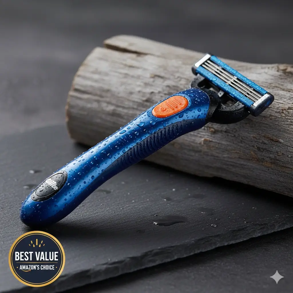 Gillette Fusion5 men's razor with 5 anti-friction blades and precision trimmer for an affordable, high-quality shave