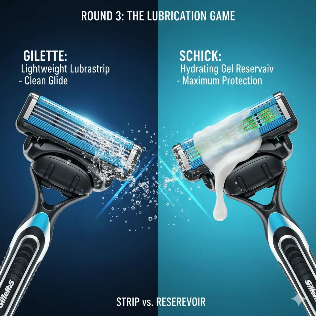 Gillette Lubrastrip with Aloe and Vitamin E vs Schick Hydrating Gel Reservoir for sensitive skin