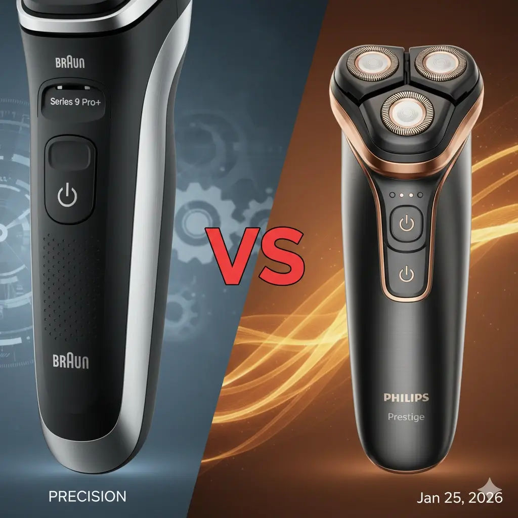 Braun Series 9 Pro+ rubber grip vs Philips S9000 Prestige stainless steel body comparison