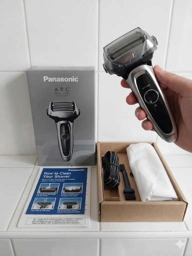 Panasonic Arc5 Electric Razor highlighting its 5 blade cutting system