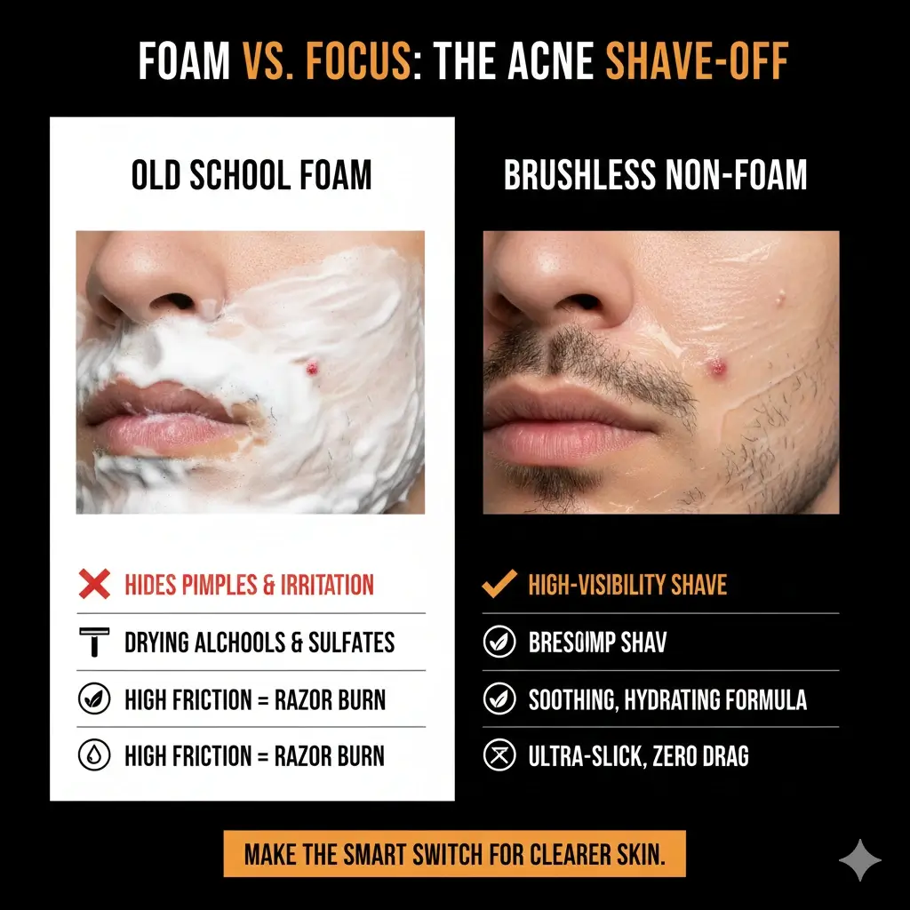 Comparison between foaming vs non-foaming shaving cream for acne skin