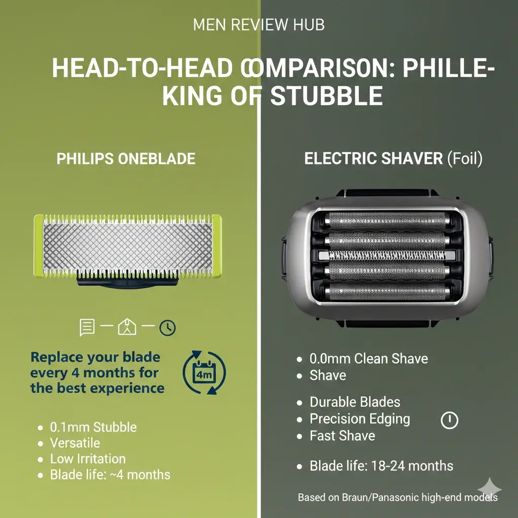Head-to-Head Comparison Philips OneBlade vs Electric Shaver for Stubble