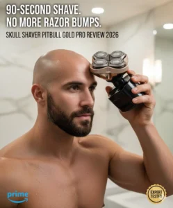 Man using Skull Shaver Pitbull Gold PRO for a fast bald head shave