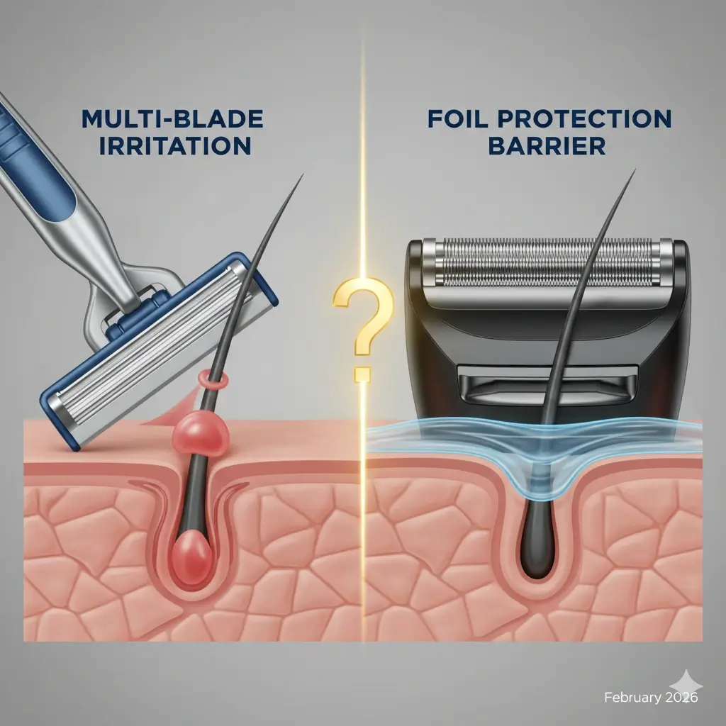 Multi-blade irritation vs. Foil protection barrier