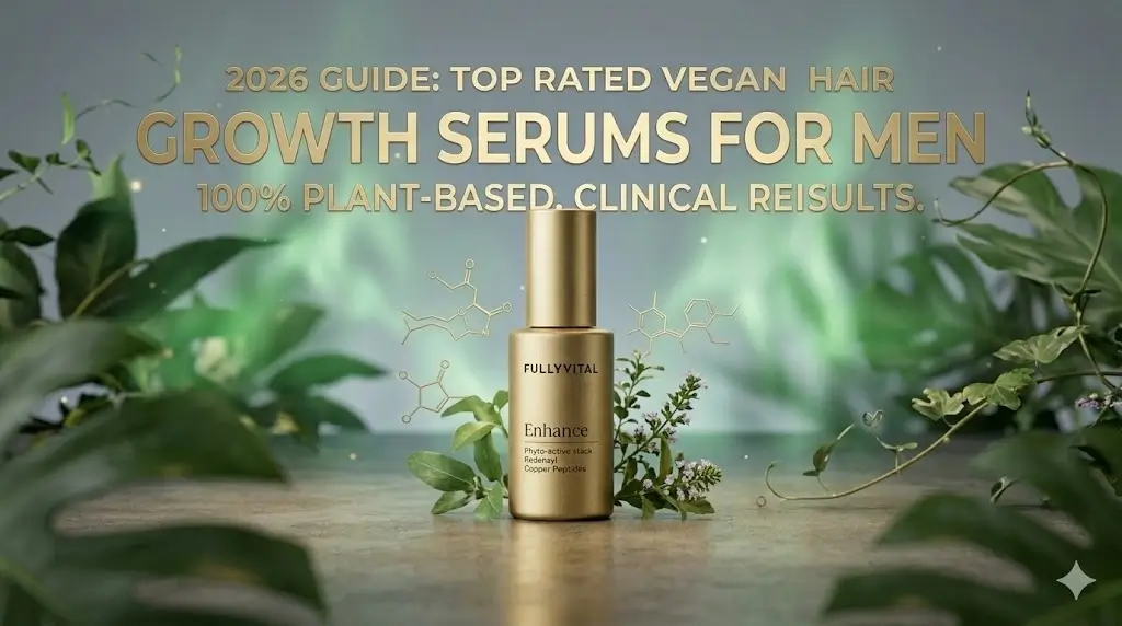 2026 GUIDE TOP RATED VEGAN HAIR GROWTH SERUMS FOR MEN. 100% PLANT-BASED. CLINICAL RESULTS.