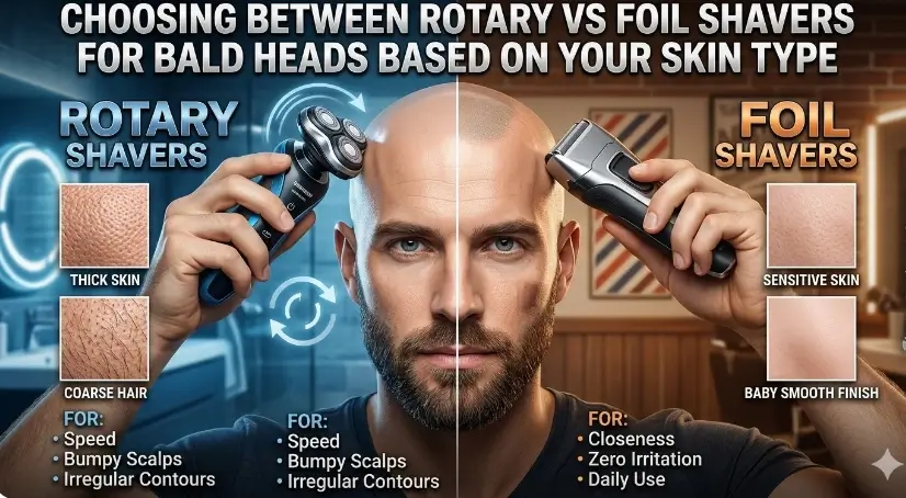 Choosing Between Rotary vs Foil Shavers for Bald Heads Based on Your Skin Type