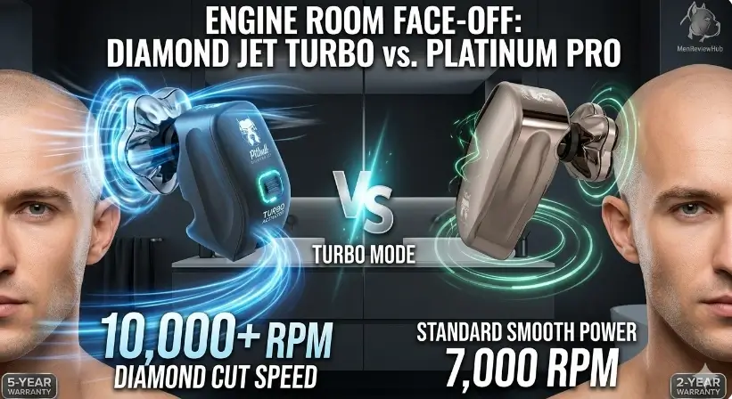 Shaving Performance Pitbull Diamond Jet Turbo Mode vs. Platinum PRO Motor