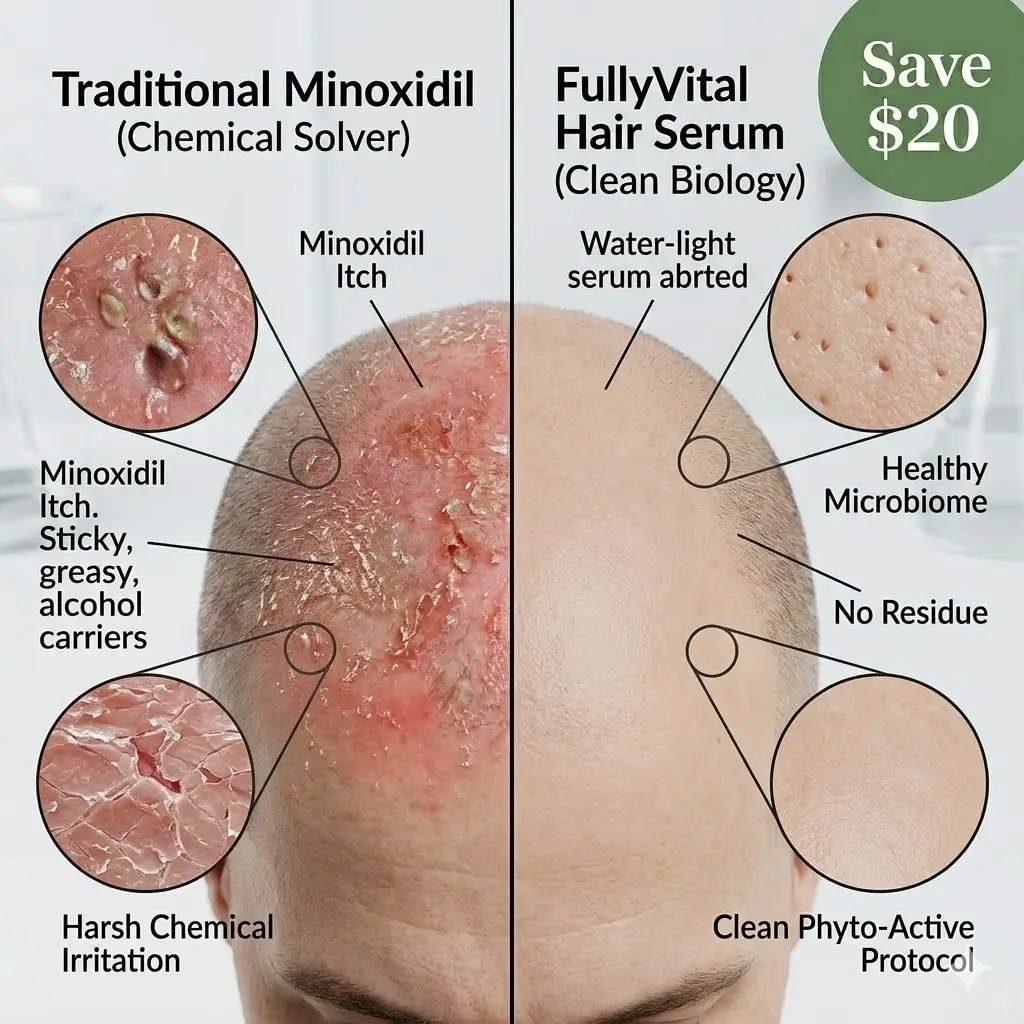 fullyvital hair serum review side effects comparison minoxidil vs fullyvital