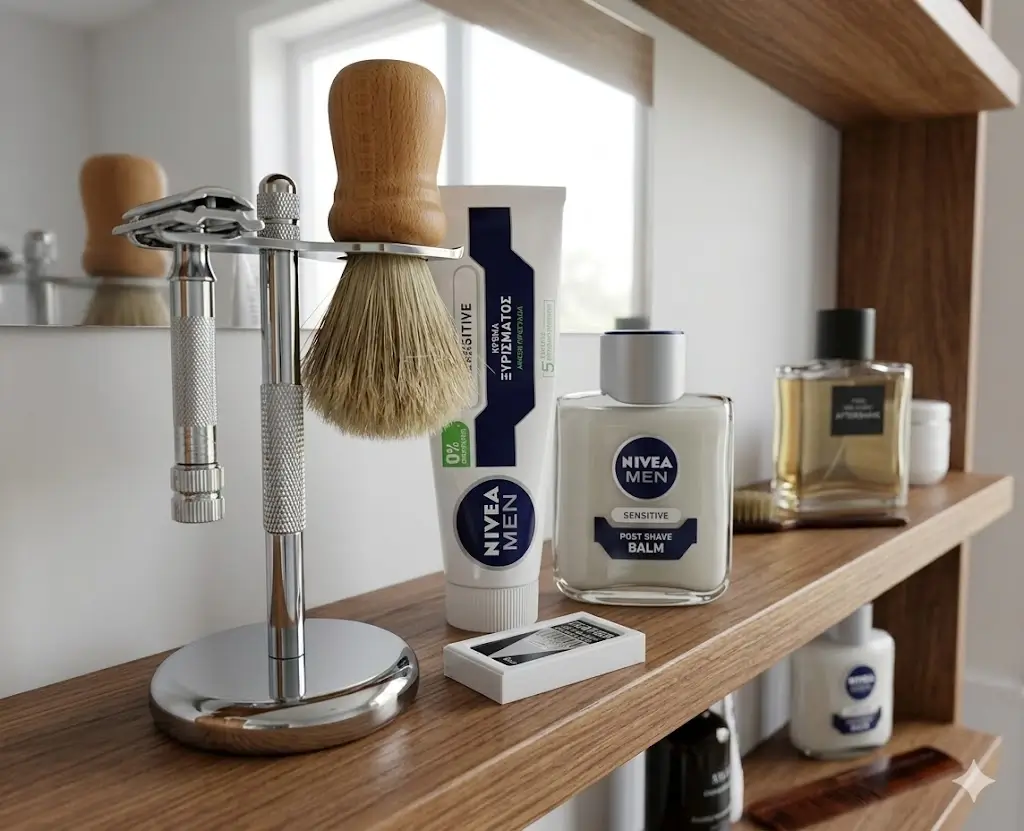 The Merkur 34C taken apart showing the 2 piece mechanism