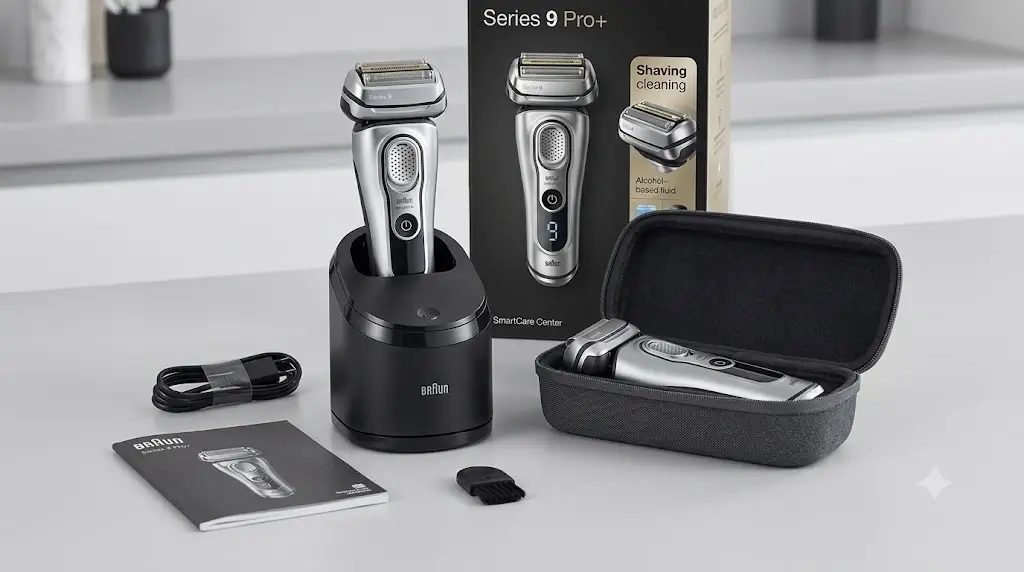 Braun Series 9 Pro+ bundle with SmartCare Center cleaning station and charging case