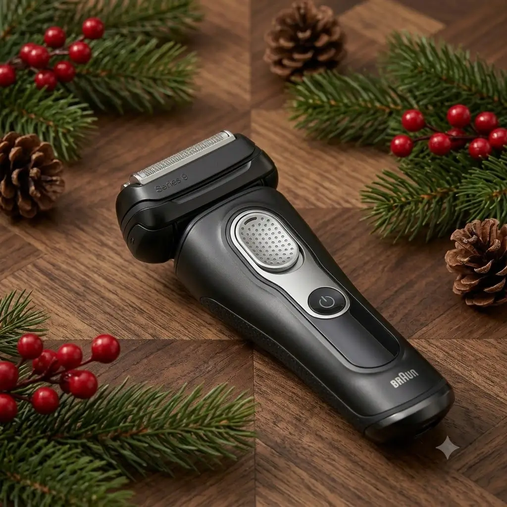 Close-up of Braun Series 9 Pro+ shaving cassette and ergonomic handle
