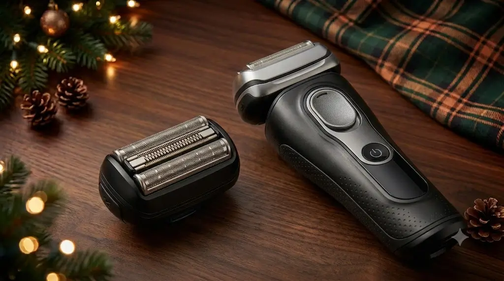 Close-up of Braun Series 9 Pro+ shaving cassette and ergonomic handle