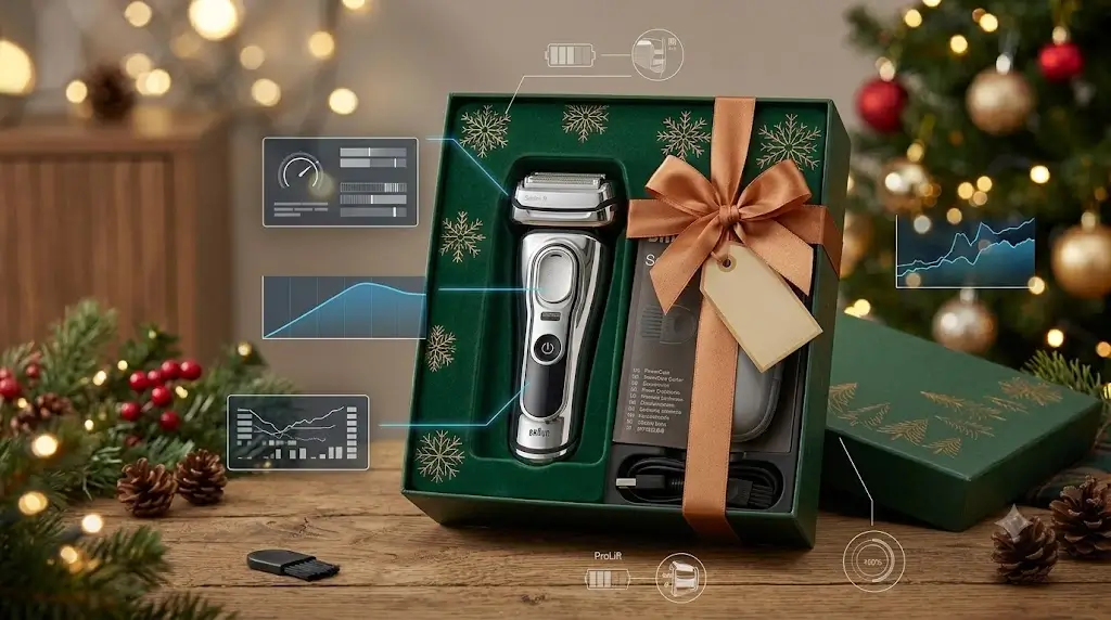 Braun Series 9 Pro+ electric shaver packaged as a seasonal Black Friday grooming deal