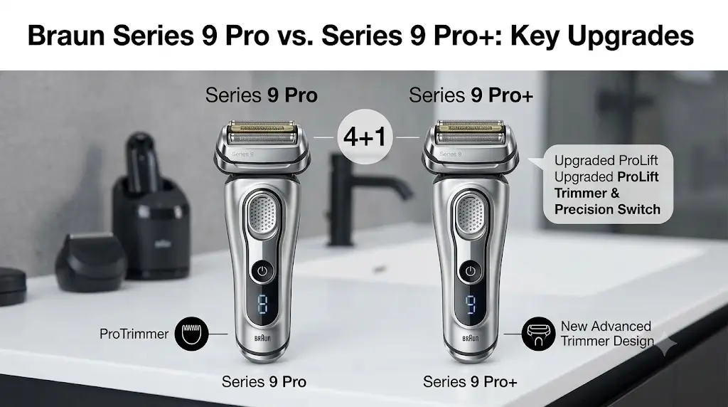 Side-by-side comparison between Braun Series 9 Pro and Series 9 Pro+
