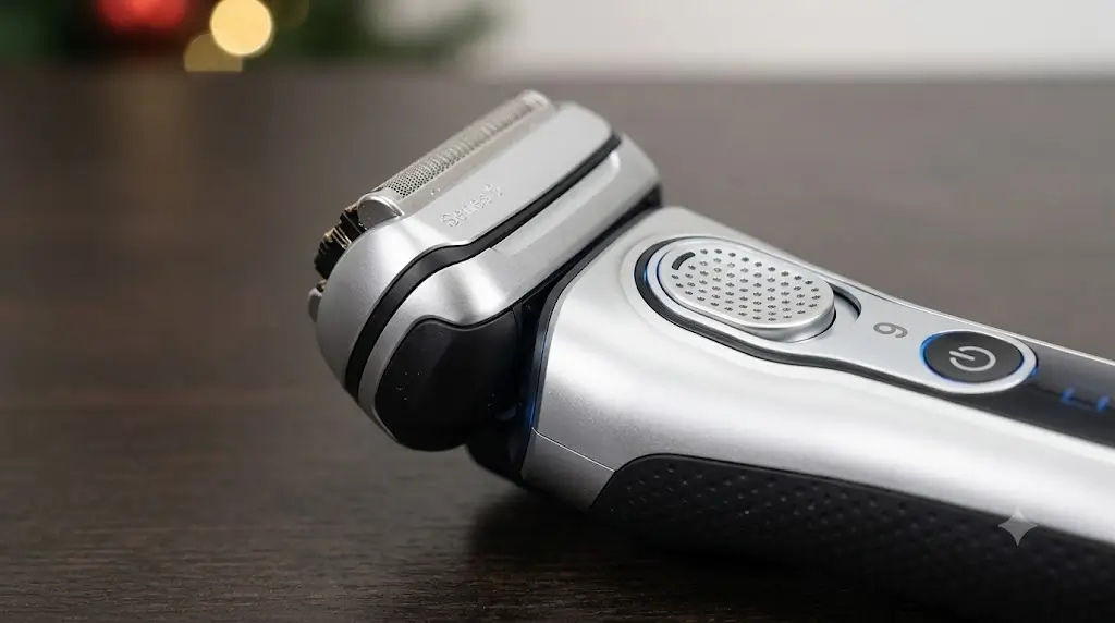 Close-up of Braun Series 9 Pro+ shaving cassette and ergonomic handle
