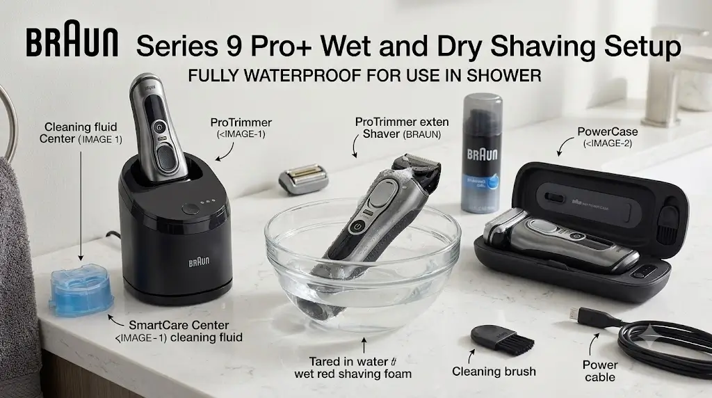 Braun Series 9 Pro+ Wet and Dry Shaving Setup