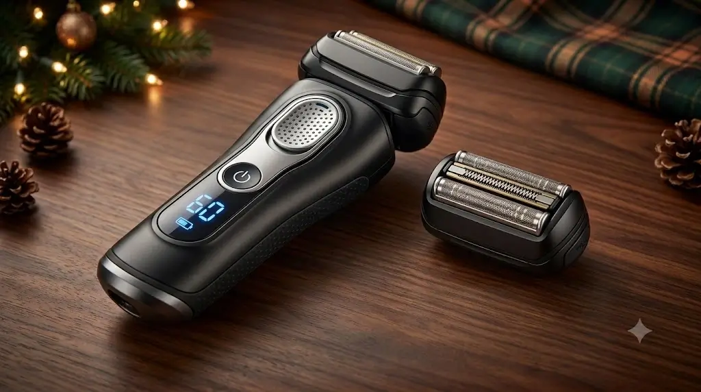 Close-up of Braun Series 9 Pro+ shaving cassette and ergonomic handle